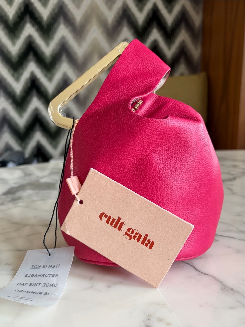 RARE NWT CULT GAIA Astraea Mini Tote Bag w/Dust Bag Top Handle Hibiscus Pink